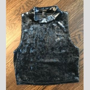 Forever21 Blue Velvet Turtleneck Cropped Tank